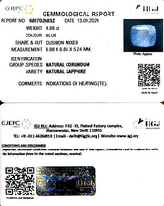4.86/CT Natural Blue Sapphire with Govt Lab Certificate-8991